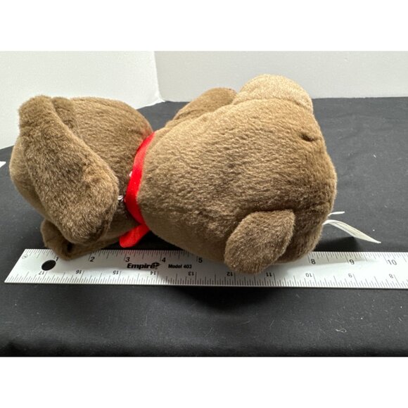 Brown Plush Dog Stuffed Animal Toy With Red Bow By Animal Adventure - Picture 7 of 7